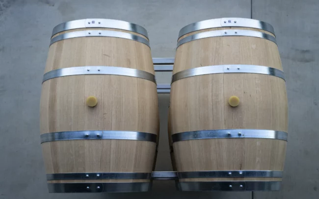 Two wine barrels