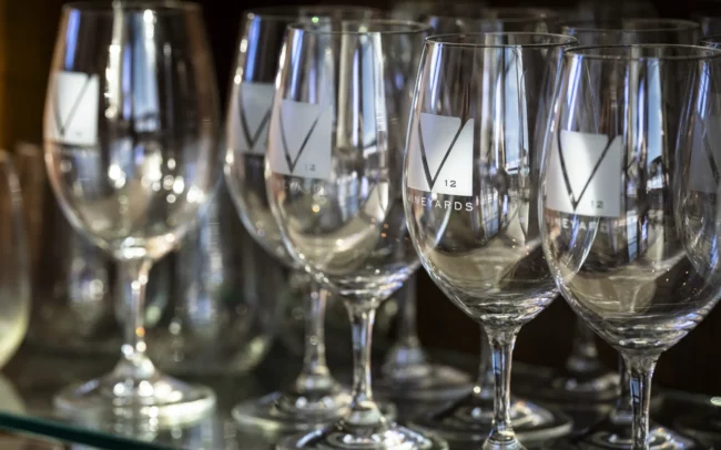 V12 Vineyards glassware